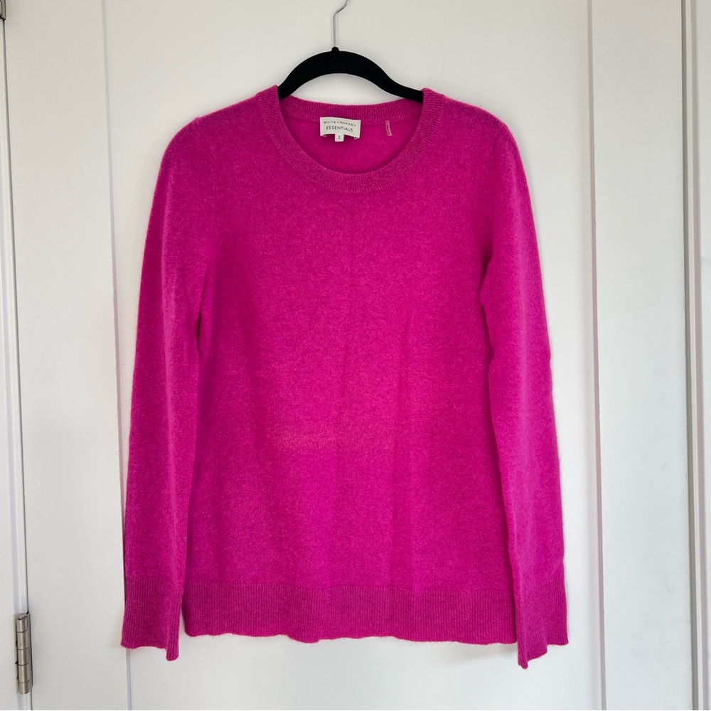 100% Cashmere White + Warren Essentials Fuchsia Sweater